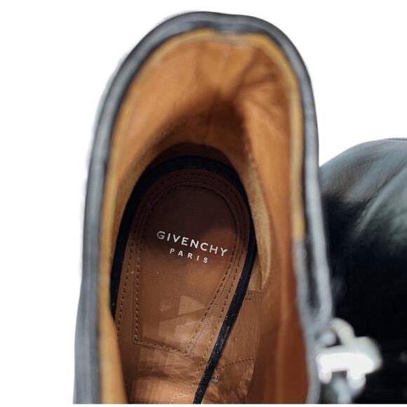 Givenchy Black Leather Lace Up Peep Toe Bondage Wedge Booties - 37.5 - Picture 9 of 10